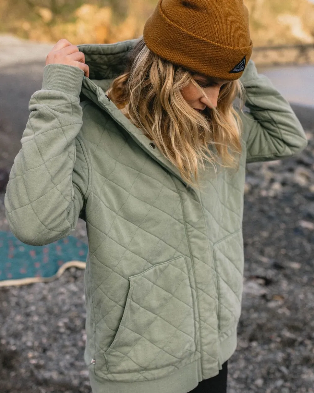 Women Passenger Clementine Recycled Quilted Popper Up Hoodie