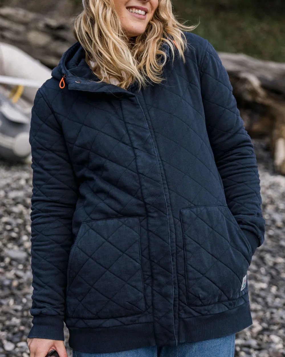 Women Passenger Clementine Recycled Quilted Popper Up Hoodie