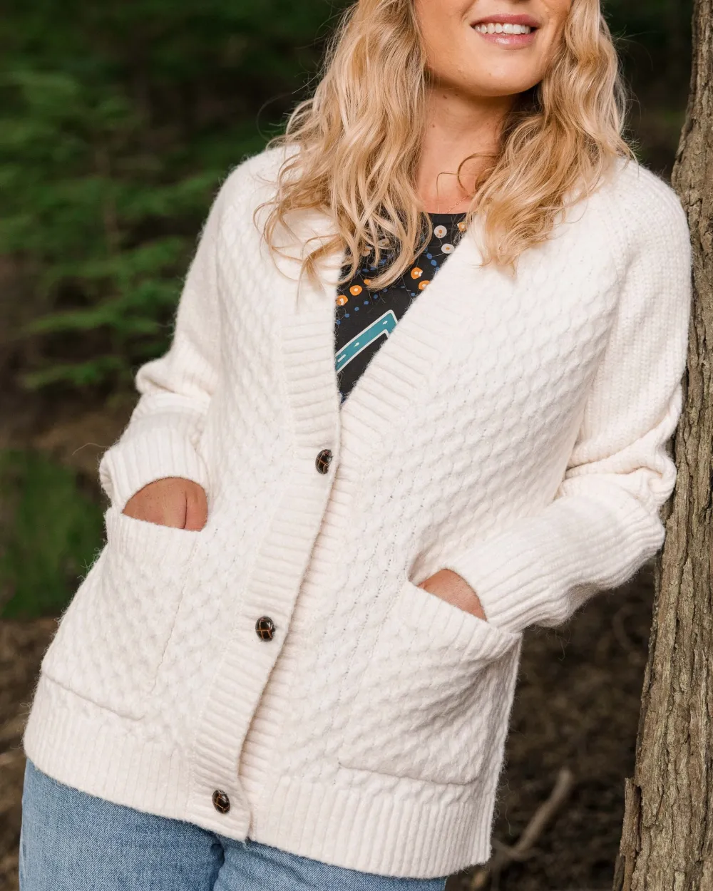 Women Passenger Homey Recycled Knitted Cable Cardigan